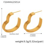 color: F264-Gold Three Layer Heart Geometric Earrings