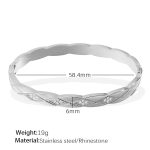 color: SZ211WES White Rhinestone Silver Bangle