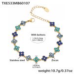 color: TXE533-Blue Color Zircon Bracelet 16.5+5cm