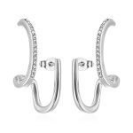 color: Irregular Set with Stone Earrings Steel Color