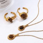 Advanced Tigereye Ring French Commuter's All-Matching Design Natural Stone Necklace