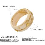 color: Z239-White Resin Wide Band Gold Bangle
