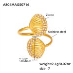 color: A804-Gold 5A Zircon Double Shell Ring -Size 7 / size: US 7