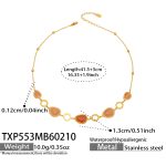 color: TXP553-Gold Orange Glass Stone Necklace 41.5+5cm