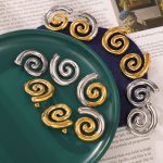 Geometric Spiral Design Earrings Creative Personality Stainless Steel Gold-Plated Casual Earrings