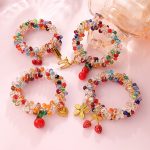 Dopamine Color Crystal DIY Cherry Flower Pendant Elastic Hair Ring Fresh Hair Accessories