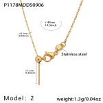 color: P1178-2 Gold Curb Chain Necklace 49cm