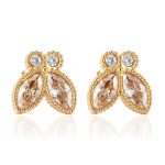 color: 1 Pair White Rhinestone Stud Earrings Gold