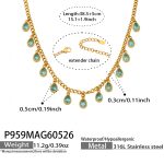 color: P959-Lake Blue Zircon Gold Necklace 38.5+5cm