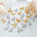 Simple Line Twelve Constellation Symbol Hollow Pendant Stainless Steel 18K Gold Plating DIY All-Match Accessories