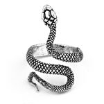 New Vintage Silver Plated Snake Unisex Ring Punk Cobra 12 Zodiac Ring