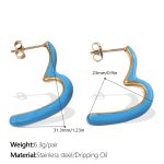 color: EH808BEG Blue Enamel Gold Earrings