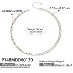color: P148-Steel Color Zircon Mixed Connected Necklace