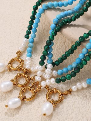Necklace Turquoise Light Luxury Refined Personalized Freshwater Pearl for Women