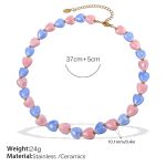 color: XL473PBG Pink Blue Ceramic Necklace