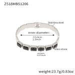 color: Z518-Steel Color Black Glass Stone Bangle