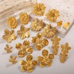 Irregular Pleated Wave Chrysanthemum Earrings Stainless Steel 18K Gold Plated All-Match Jewelry