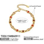 color: TXE615-Red Zircon Gold Bracelet -17+5cm