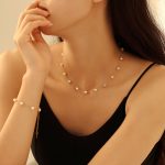 Natural Stone Imitation Pearl Clavicle Necklace Temperamental Bracelet Stainless Steel Women's Suit