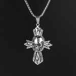 Crown Skull Mask Cross Necklace Stainless Steel Vintage Pendant Ornaments