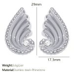 color: EH813 White Rhinestone Steel Color Earrings