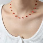 color: P018-Red Natural Stone Necklace -40+7cm