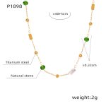 color: P1898-Natural Stone Necklace -40+5cm