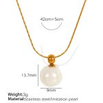 color: XL273 White Bead Gold Necklace