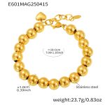 color: E601-Gold Round Bead Bracelet 18+3cm