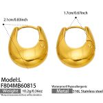 color: F804-U Shape Polished Gold Earrings -L
