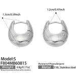 color: F804-U Shape Polished Steel Color Earrings -S