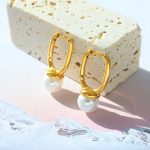 French Retro Neutral Non-Fading Personalized Pearl Earrings Stainless Steel 18K Gold Plating Ear Ring Women
