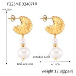 color: F223-Gold Shell Pearl Earrings