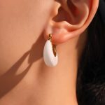 color: F998-White Resin Gold Earrings
