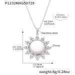 color: P1232-Steel Color Sunflower Necklace 41+5cm