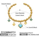 color: Z232-Blue Zircon Four-petal Flower Gold Bangle