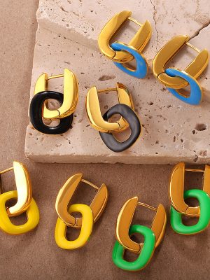 Stitching Contrast Color Advanced Earrings Personalized Color Earrings for Women