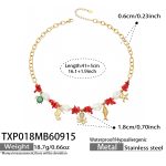 color: TXP018-Zircon Ocean Animals Gold Necklace -41+5cm