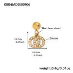 color: K004-Gold Double Ring Zircon Pendant