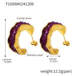 color: F1696-Gold Amethyst Earrings