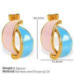 color: EH118 Pink Blue Gold Earrings