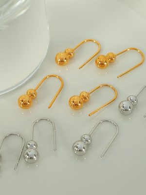 Chinese New Style Cold Female Ear Hook Circle Small Calabash Earrings Female Temperament Ear Studs National Fashion Cute Cute Cute