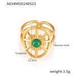 color: A834-Gold Turquoise Ring