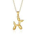 color: Puppy Pendant Stainless Steel Necklace Gold