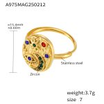 color: A975-Gold Mixed Colors Zircon Ring / size: US 7