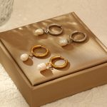 INS Advanced Freshwater Pearl Pendant Stainless Steel Earrings for Women Mild Luxury Retro All-Match 18K Earrings