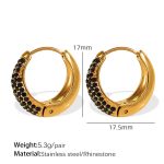 color: EH818BKGL Black Rhinestone Large Gold Earrings