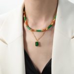 color: P316-Gold Double Layer Necklace