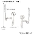 color: F444-Steel Color Zircon Earrings