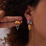 Strict Selection of Love All-Match Earrings Bow Pendant Stainless Steel Plated 18K Gold Earrings